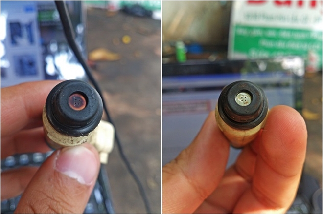 Kim phun trước và sau khi sục rửa 